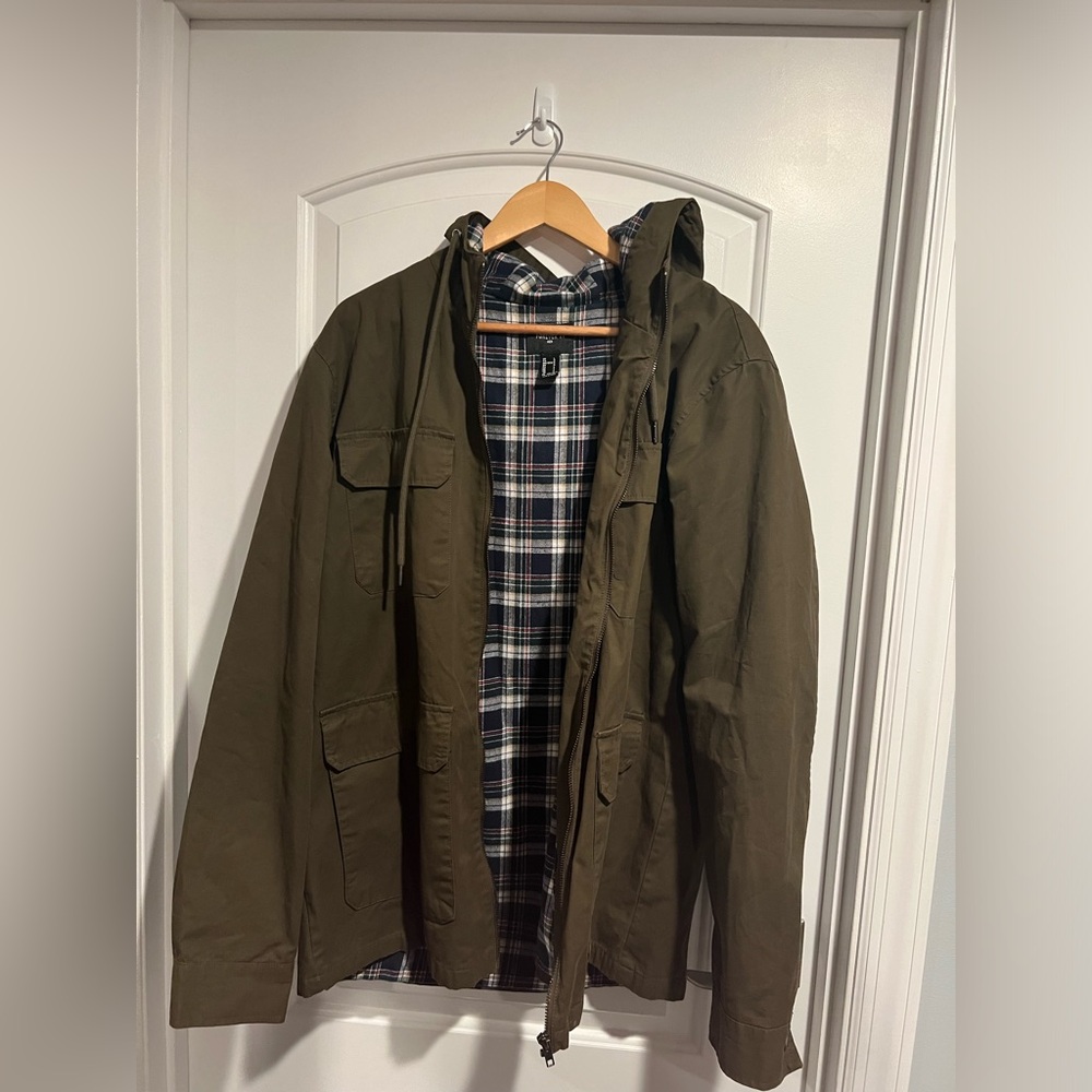 Forever 21 Green Light Zip-Up Jacket w/ Hood Size Large